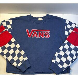 Vans Cropped Crew Neck (small) red white & blue checkard‎
